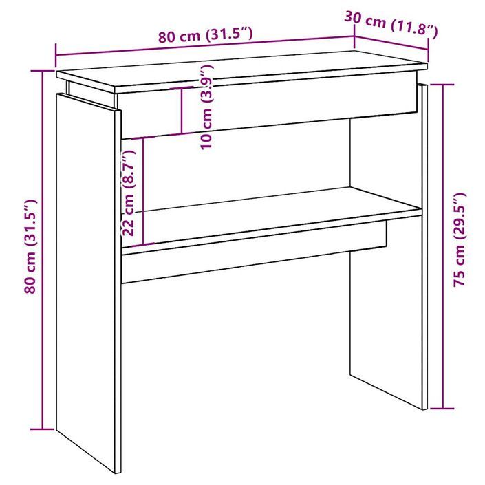 Table console chêne artisanal 80x30x80 cm bois d'ingénierie - Photo n°9