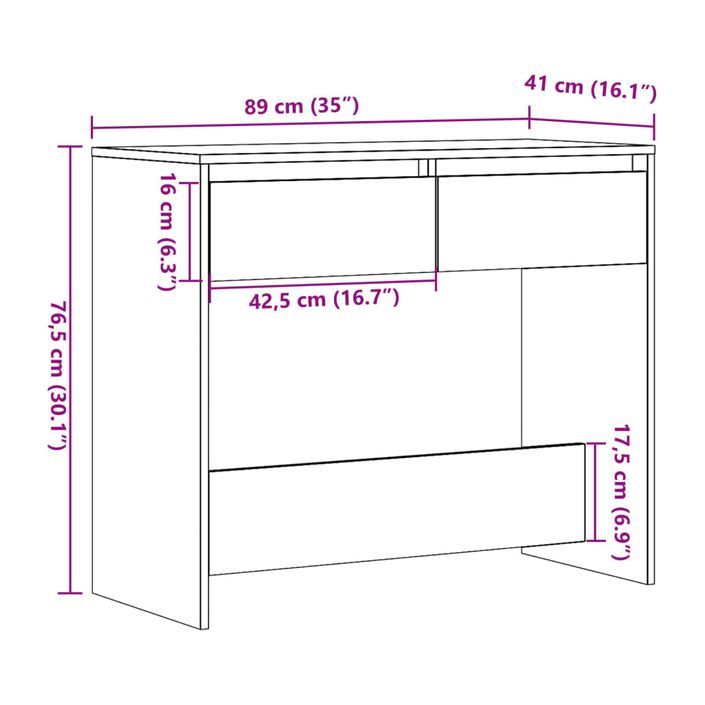 Table console chêne artisanal 89x41x76,5 cm bois d'ingénierie - Photo n°10