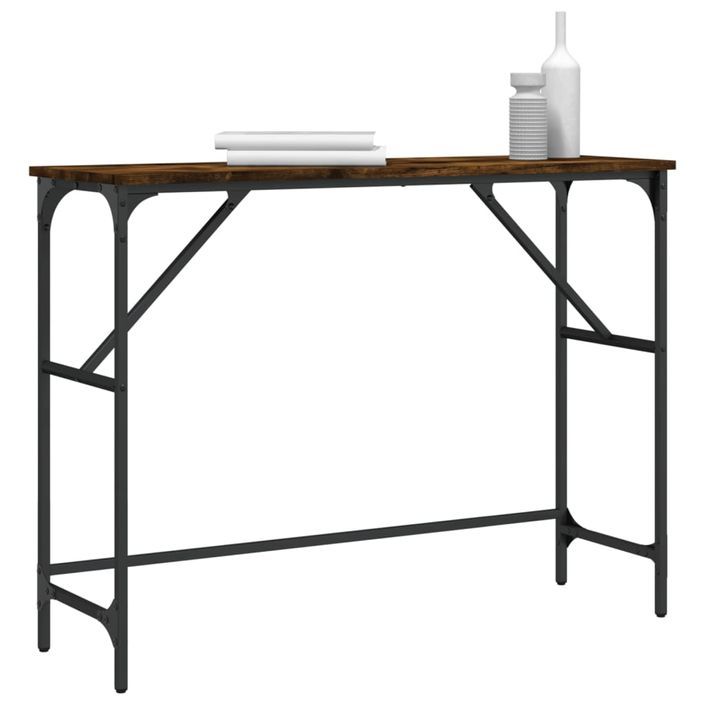 Table console chêne fumé 100x32x75 cm bois d'ingénierie - Photo n°3