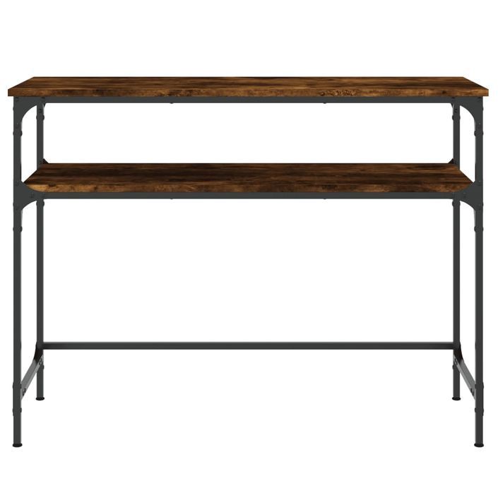 Table console chêne fumé 100x35,5x75 cm bois d'ingénierie - Photo n°4