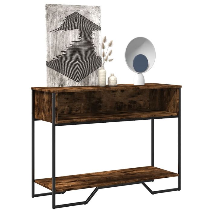 Table console chêne fumé 100x35x74,5 cm bois d'ingénierie - Photo n°1