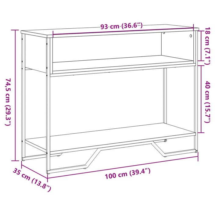 Table console chêne fumé 100x35x74,5 cm bois d'ingénierie - Photo n°9