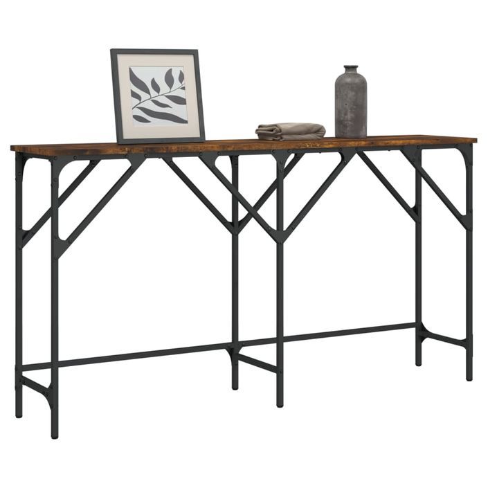 Table console chêne fumé 140x29x75 cm bois d'ingénierie - Photo n°1