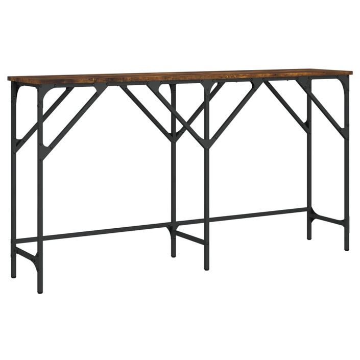 Table console chêne fumé 140x29x75 cm bois d'ingénierie - Photo n°2