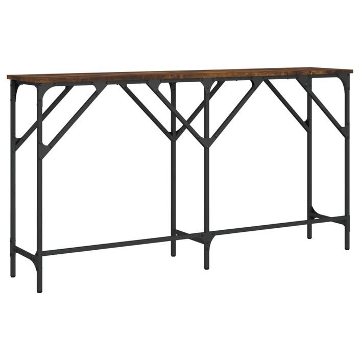 Table console chêne fumé 140x29x75 cm bois d'ingénierie - Photo n°6