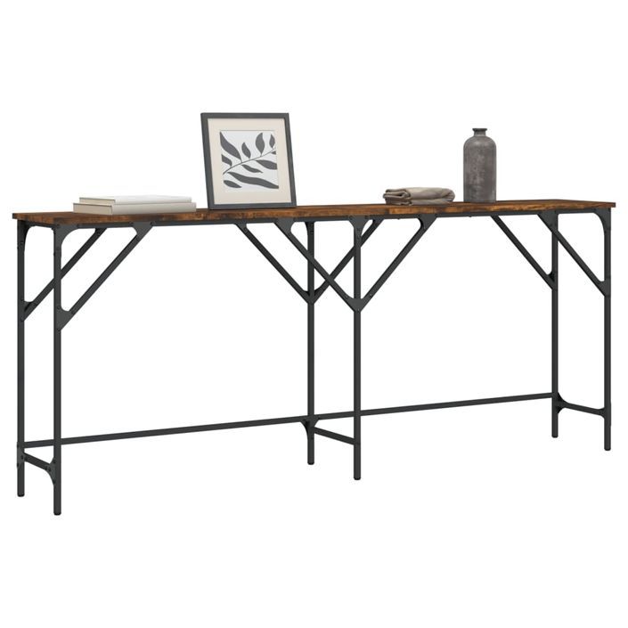 Table console chêne fumé 180x29x75 cm bois d'ingénierie - Photo n°1