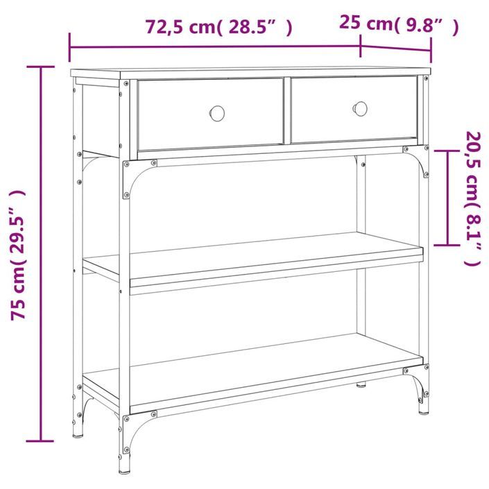 Table console chêne fumé 72,5x25x75 cm bois d'ingénierie - Photo n°11