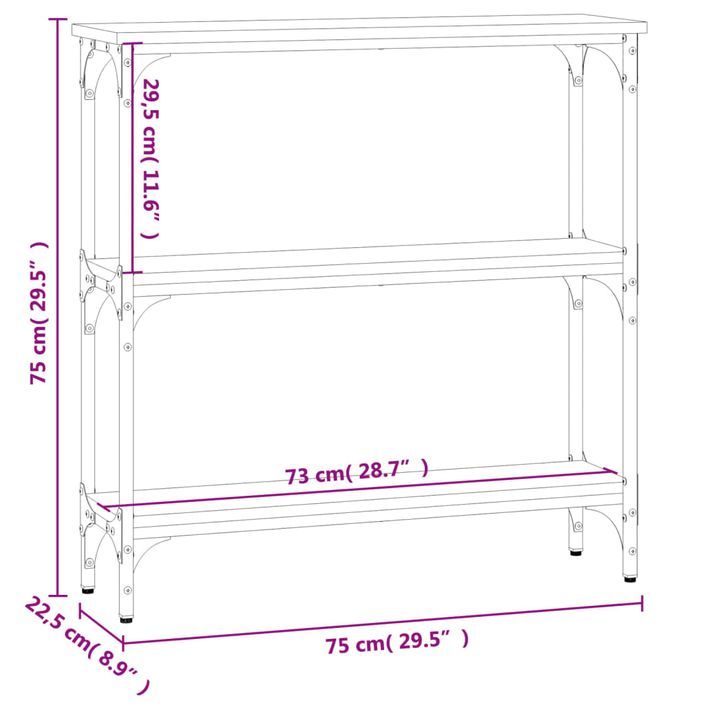 Table console chêne fumé 75x22,5x75 cm bois d'ingénierie - Photo n°9