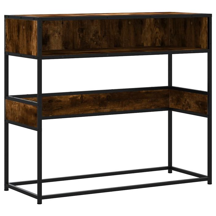Table console chêne fumé 90x35x80 cm bois d'ingénierie - Photo n°2