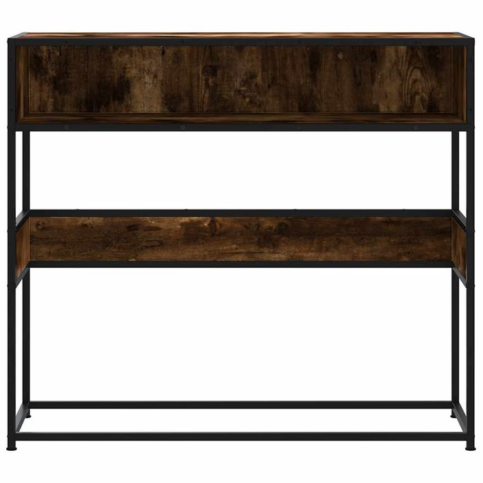 Table console chêne fumé 90x35x80 cm bois d'ingénierie - Photo n°4