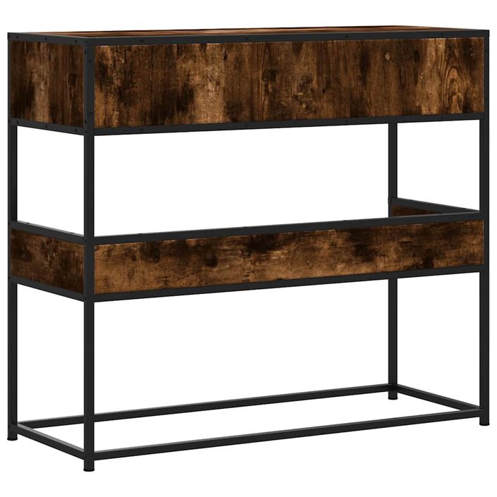 Table console chêne fumé 90x35x80 cm bois d'ingénierie - Photo n°6