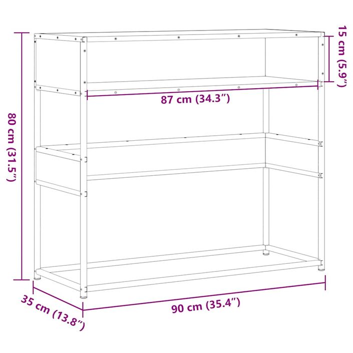 Table console chêne fumé 90x35x80 cm bois d'ingénierie - Photo n°9