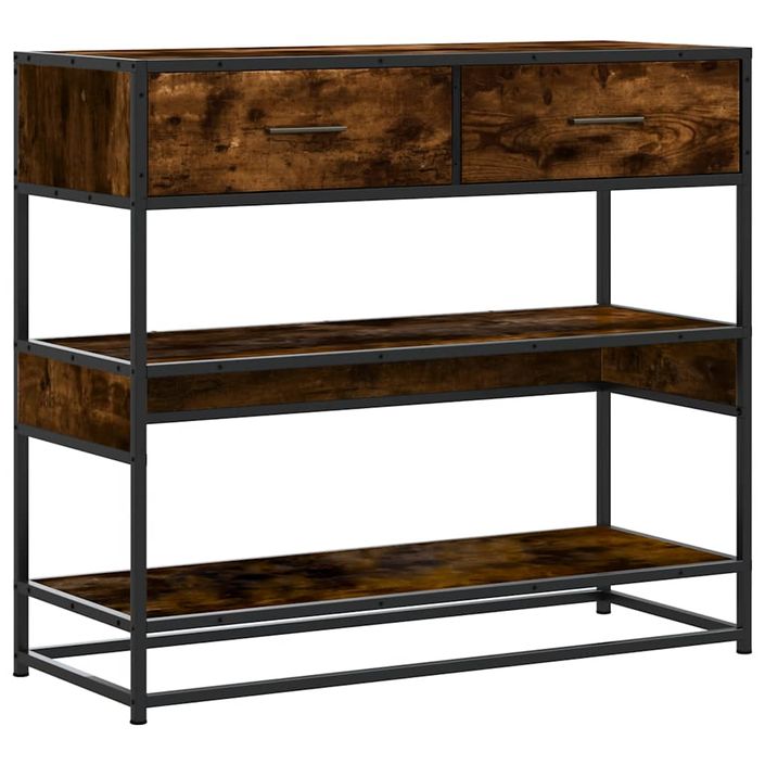 Table console chêne fumé 90x35x80 cm bois d'ingénierie - Photo n°2