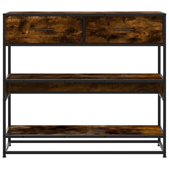 Table console chêne fumé 90x35x80 cm bois d'ingénierie - Photo n°4