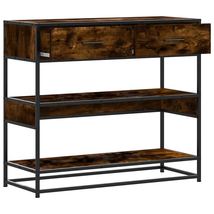 Table console chêne fumé 90x35x80 cm bois d'ingénierie - Photo n°5