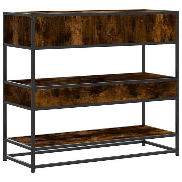 Table console chêne fumé 90x35x80 cm bois d'ingénierie - Photo n°7