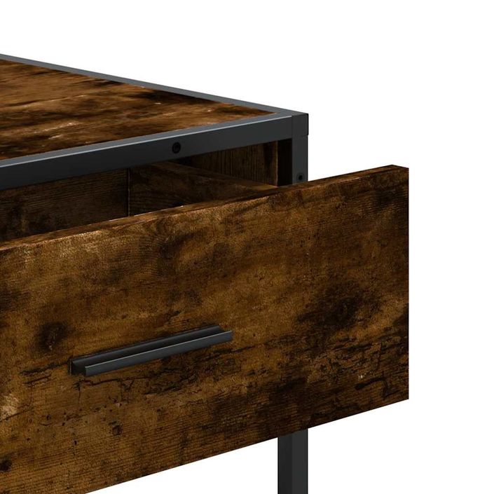 Table console chêne fumé 90x35x80 cm bois d'ingénierie - Photo n°8
