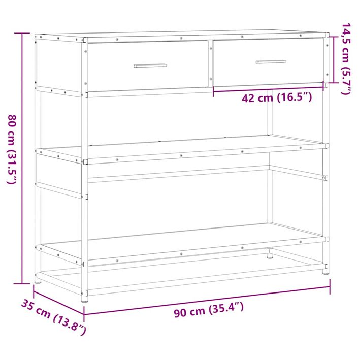 Table console chêne fumé 90x35x80 cm bois d'ingénierie - Photo n°10