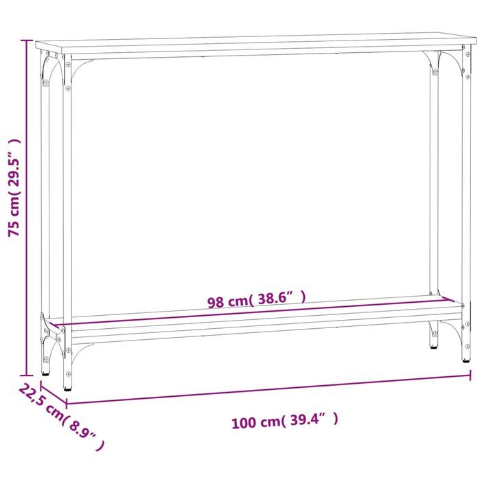 Table console chêne marron 100x22,5x75 cm bois d'ingénierie - Photo n°9