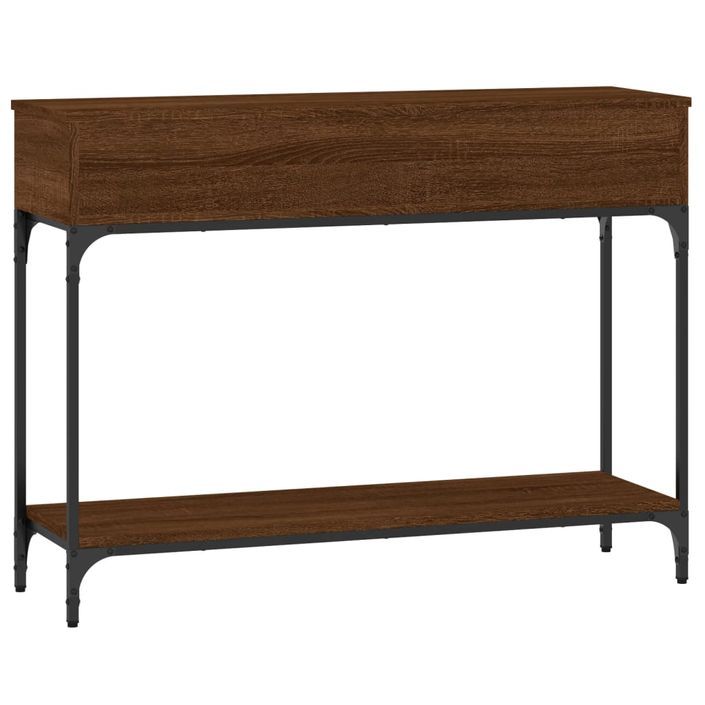 Table console chêne marron 100x30,5x75 cm bois d'ingénierie - Photo n°6