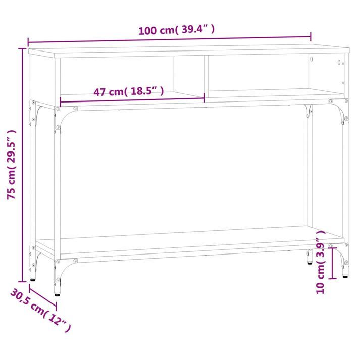 Table console chêne marron 100x30,5x75 cm bois d'ingénierie - Photo n°9