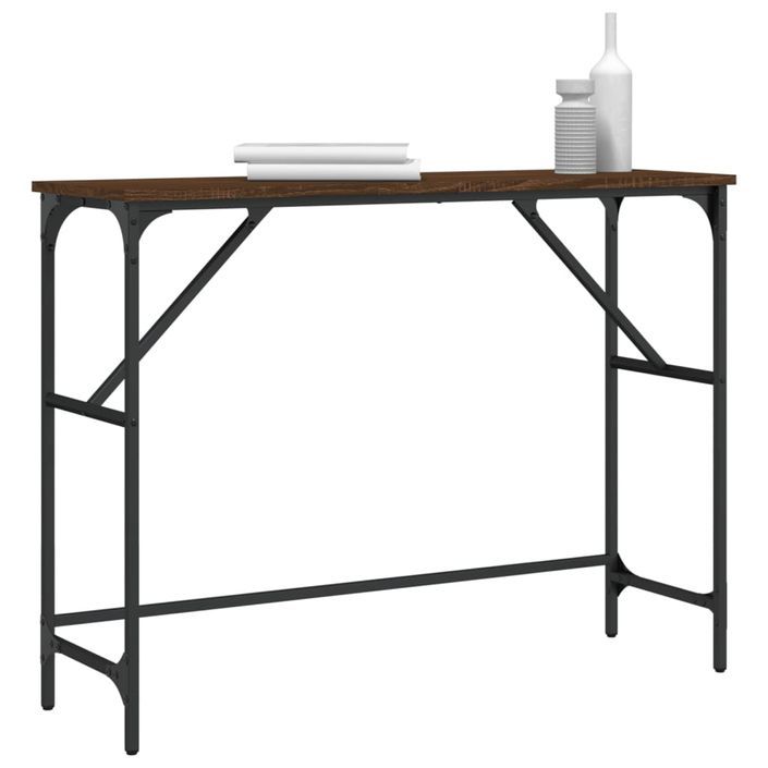 Table console chêne marron 100x32x75 cm bois d'ingénierie - Photo n°3