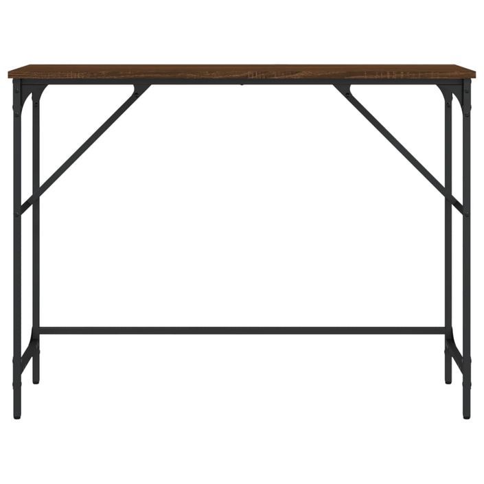 Table console chêne marron 100x32x75 cm bois d'ingénierie - Photo n°4