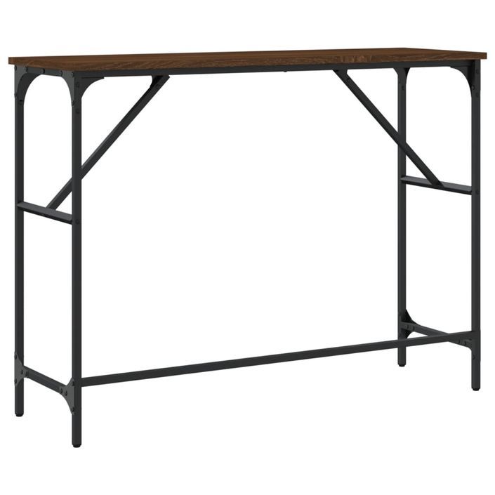 Table console chêne marron 100x32x75 cm bois d'ingénierie - Photo n°6
