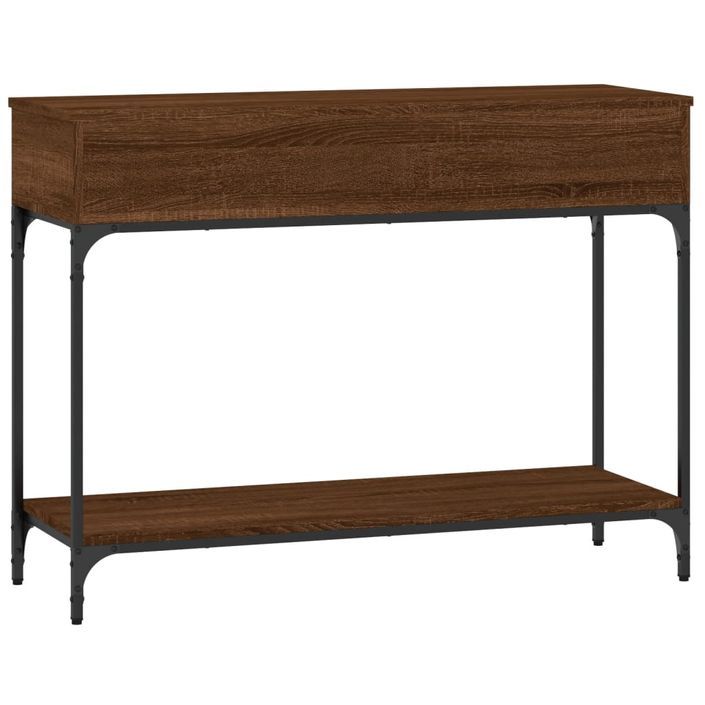 Table console chêne marron 100x34,5x75 cm bois d'ingénierie - Photo n°7