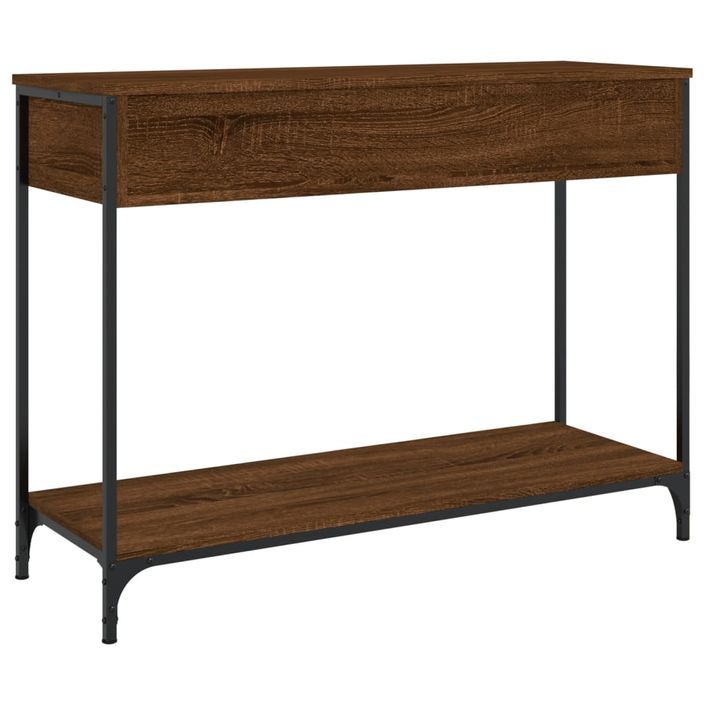 Table console chêne marron 100x34,5x75 cm bois d'ingénierie - Photo n°8