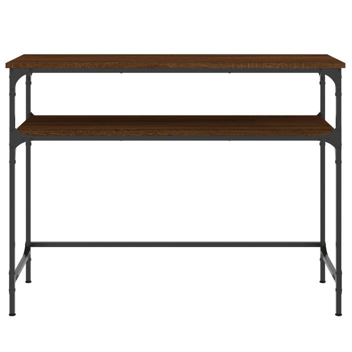 Table console chêne marron 100x35,5x75 cm bois d'ingénierie - Photo n°4