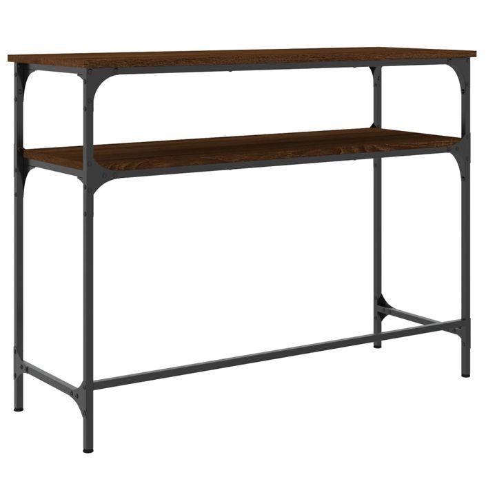 Table console chêne marron 100x35,5x75 cm bois d'ingénierie - Photo n°6
