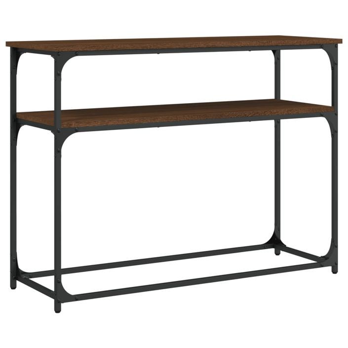 Table console chêne marron 100x35,5x75 cm bois d'ingénierie - Photo n°1