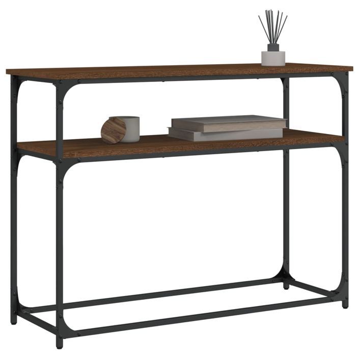 Table console chêne marron 100x35,5x75 cm bois d'ingénierie - Photo n°3