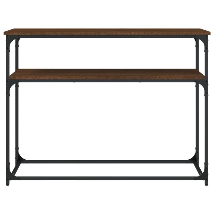 Table console chêne marron 100x35,5x75 cm bois d'ingénierie - Photo n°4