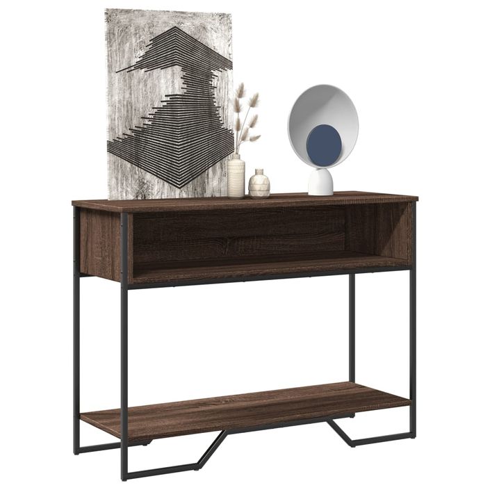 Table console chêne marron 100x35x74,5 cm bois d'ingénierie - Photo n°1