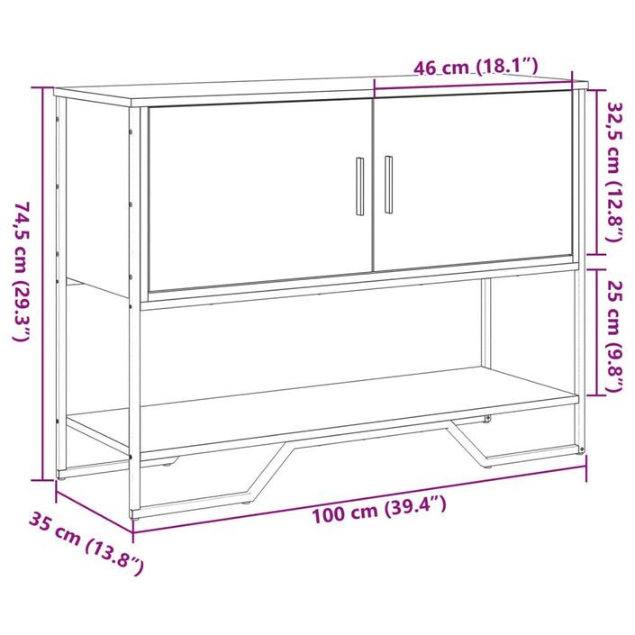 Table console chêne marron 100x35x74,5 cm bois d'ingénierie - Photo n°10