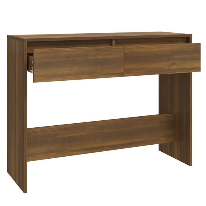 Table console chêne marron 100x35x76,5 cm bois d'ingénierie - Photo n°6