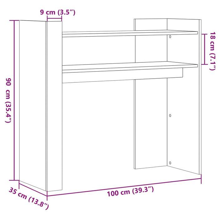 Table console chêne marron 100x35x90 cm bois d'ingénierie - Photo n°8