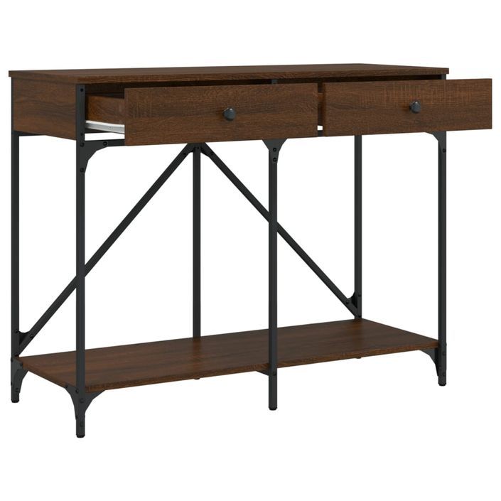 Table console chêne marron 100x39x78,5 cm bois d'ingénierie - Photo n°5