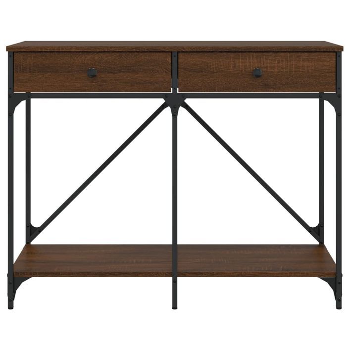 Table console chêne marron 100x39x78,5 cm bois d'ingénierie - Photo n°6