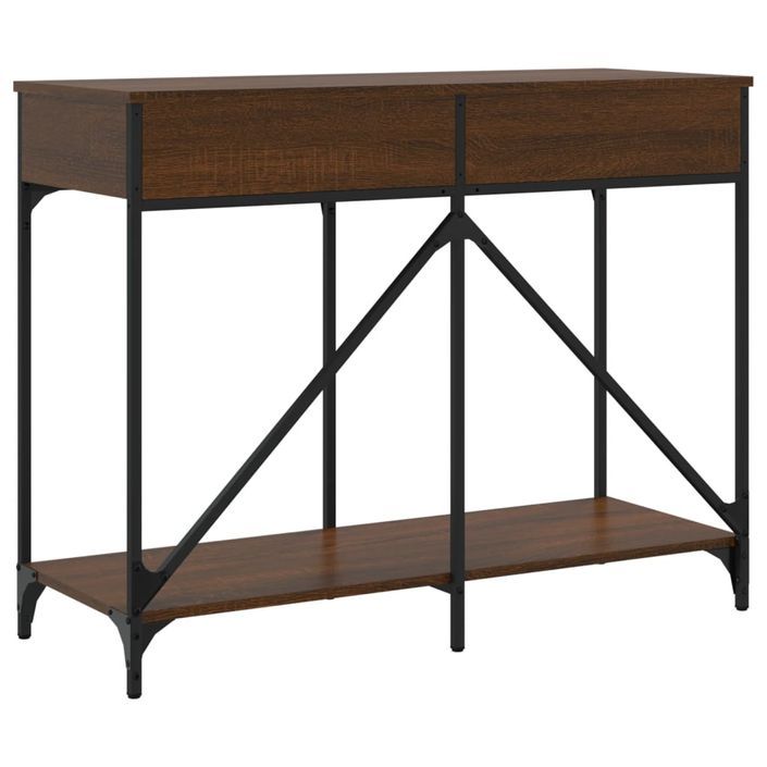 Table console chêne marron 100x39x78,5 cm bois d'ingénierie - Photo n°8