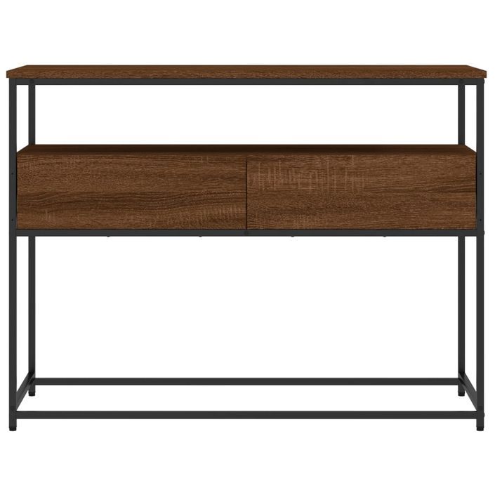 Table console chêne marron 100x40x75 cm bois d'ingénierie - Photo n°6