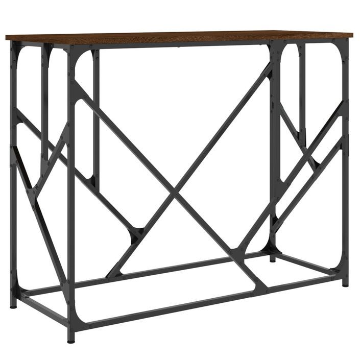 Table console chêne marron 100x40x80 cm bois d'ingénierie - Photo n°1