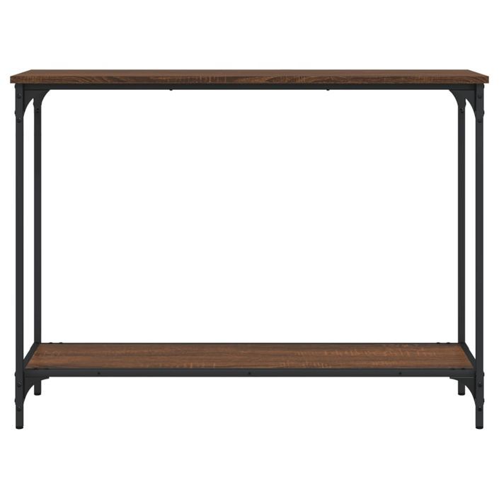 Table console chêne marron 101x30,5x75 cm bois d'ingénierie - Photo n°4