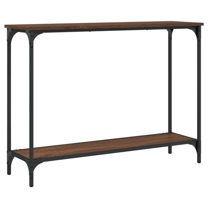 Table console chêne marron 101x30,5x75 cm bois d'ingénierie - Photo n°6