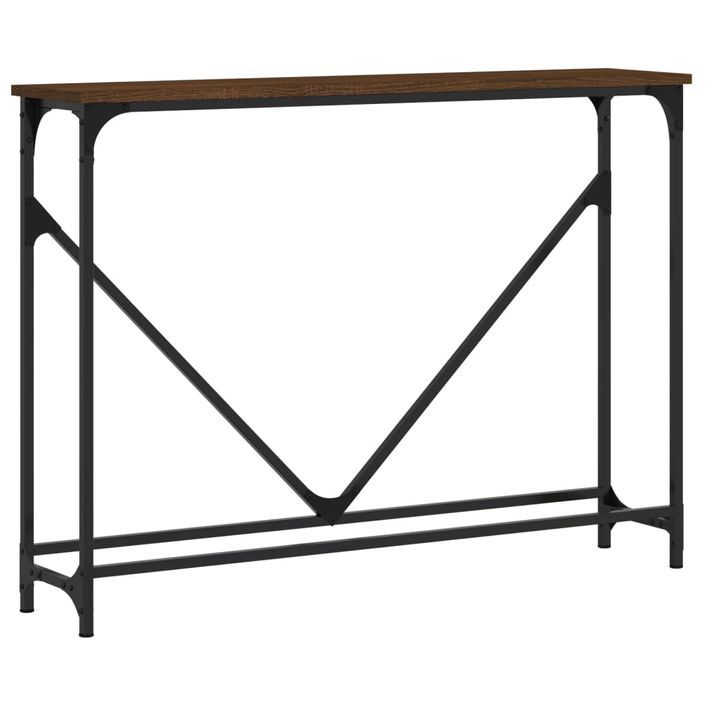 Table console chêne marron 102x22,5x75 cm bois d'ingénierie - Photo n°1