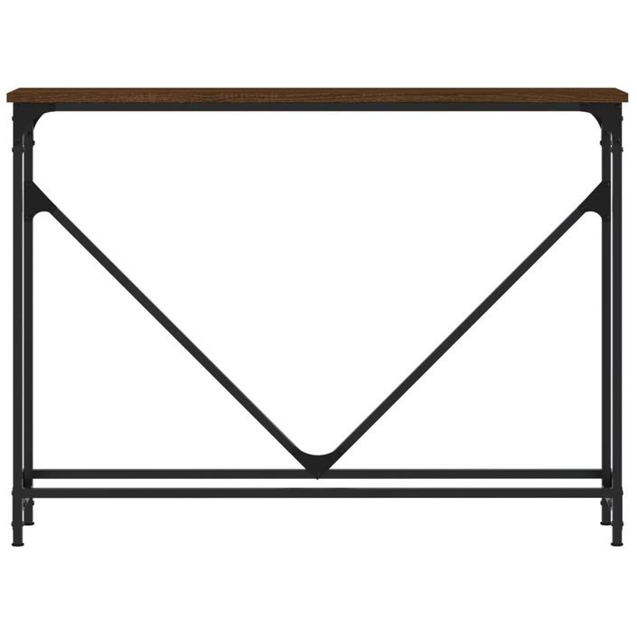 Table console chêne marron 102x22,5x75 cm bois d'ingénierie - Photo n°4