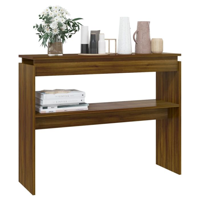 Table console Chêne marron 102x30x80 cm Bois d'ingénierie - Photo n°5