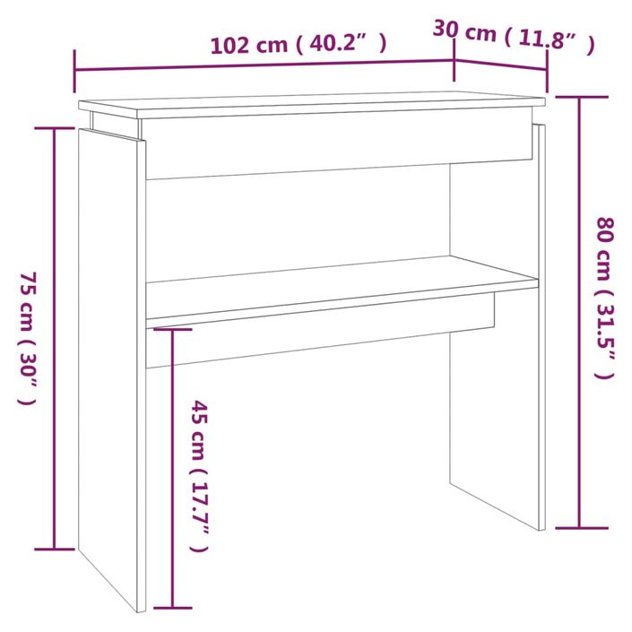 Table console Chêne marron 102x30x80 cm Bois d'ingénierie - Photo n°6